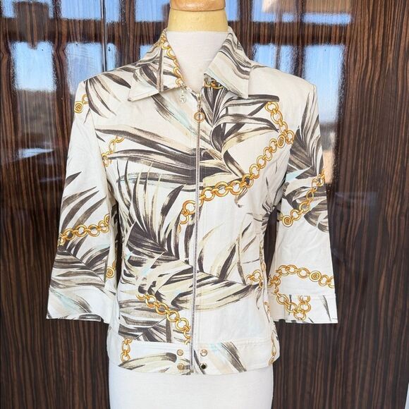 St John Sport Jackets & Blazers - Tropical Print Zip-Up Jacket